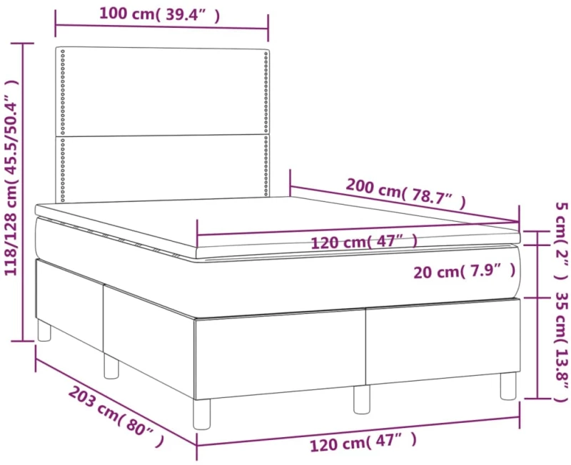 ΚΡΕΒΑΤΙ BOXSPRING ΜΕ ΣΤΡΩΜΑ ΜΑΥΡΟ 120X200 ΕΚ. ΥΦΑΣΜΑΤΙΝΟ 3142243