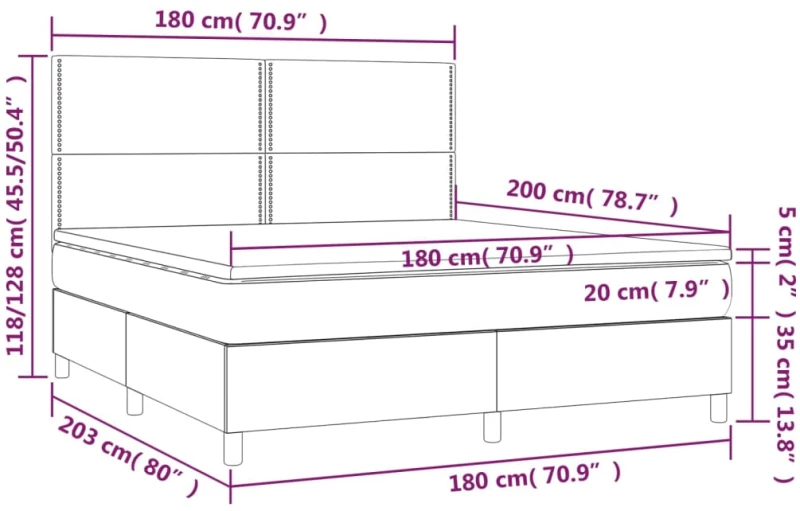 ΚΡΕΒΑΤΙ BOXSPRING ΜΕ ΣΤΡΩΜΑ ΣΚΟΥΡΟ ΓΚΡΙ 180X200 ΕΚ ΥΦΑΣΜΑΤΙΝ 3142274