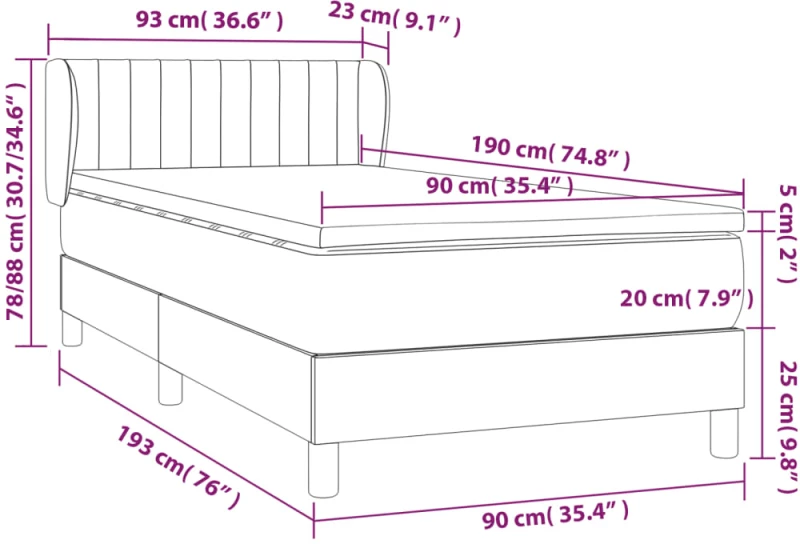 ΚΡΕΒΑΤΙ BOXSPRING ΜΕ ΣΤΡΩΜΑ ΣΚΟΥΡΟ ΚΑΦΕ 90X190 ΕΚ. ΥΦΑΣΜΑΤΙΝΟ 3126928
