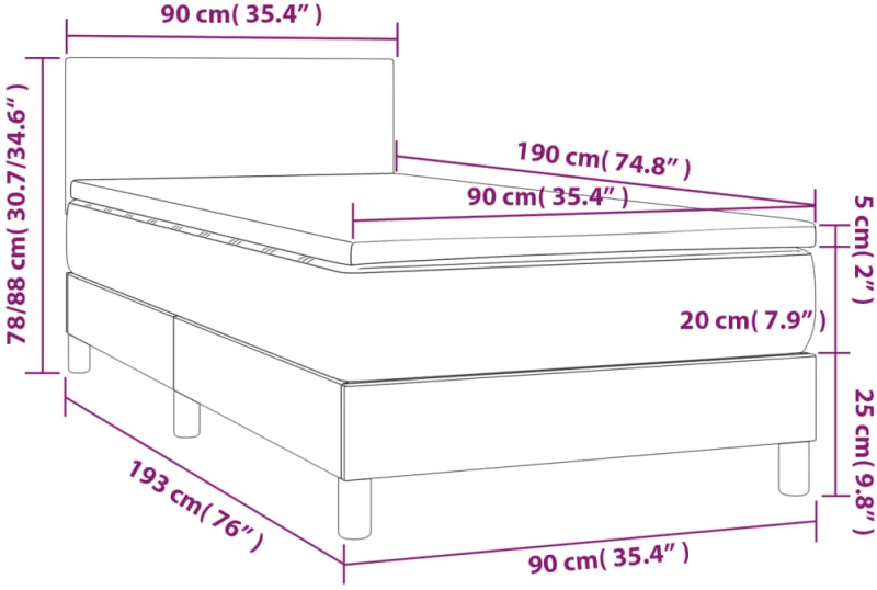 ΚΡΕΒΑΤΙ BOXSPRING ΜΕ ΣΤΡΩΜΑ ΣΚΟΥΡΟ ΚΑΦΕ 90X190 ΕΚ. ΥΦΑΣΜΑΤΙΝΟ 3140420