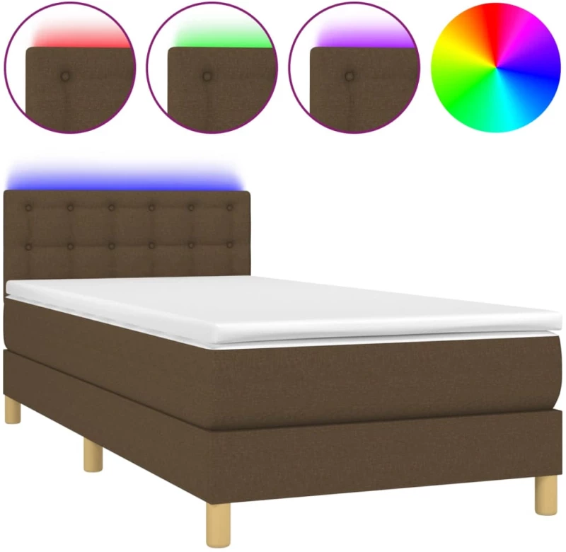 ΚΡΕΒΑΤΙ BOXSPRING ΜΕ ΣΤΡΩΜΑ & LED ΣΚ.ΚΑΦΕ 90X190 ΕΚ. ΥΦΑΣΜΑΤΙΝΟ 3134000