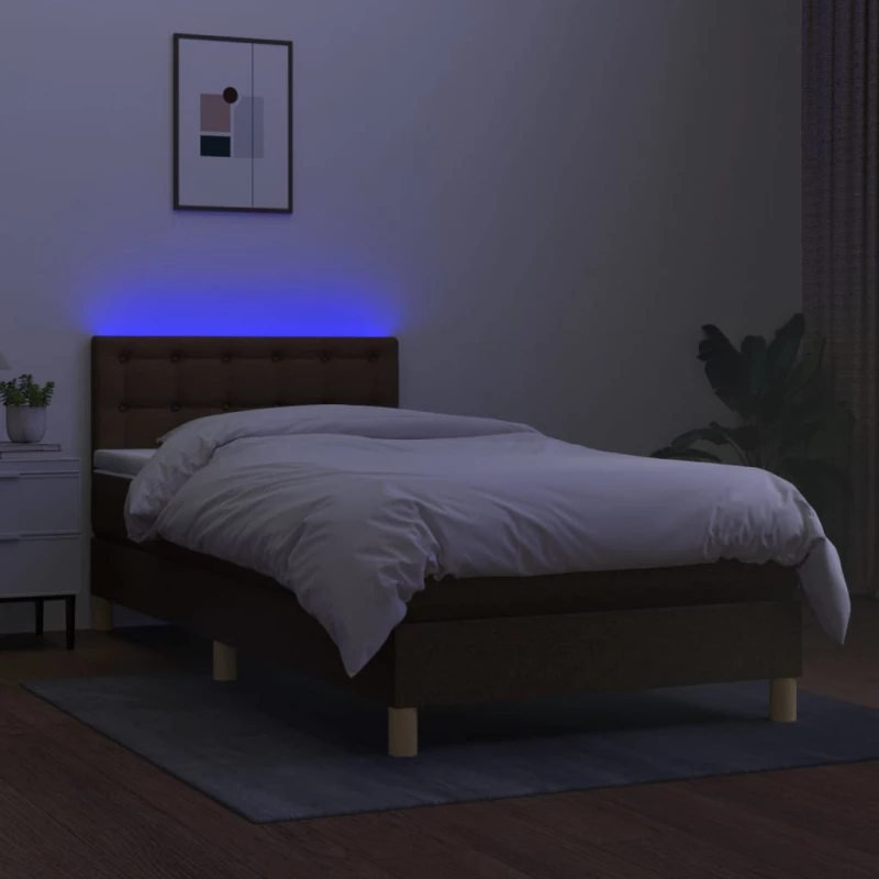 ΚΡΕΒΑΤΙ BOXSPRING ΜΕ ΣΤΡΩΜΑ & LED ΣΚ.ΚΑΦΕ 90X190 ΕΚ. ΥΦΑΣΜΑΤΙΝΟ 3134000