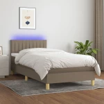 ΚΡΕΒΑΤΙ BOXSPRING ΜΕ ΣΤΡΩΜΑ & LED TAUPE 80X200 ΕΚ. ΥΦΑΣΜΑΤΙΝΟ 3133833