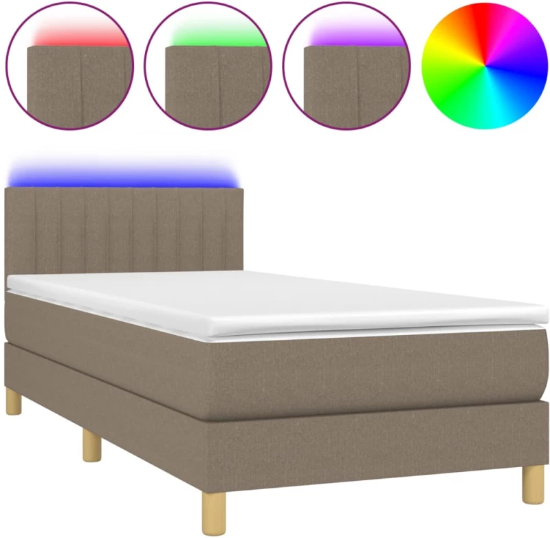 ΚΡΕΒΑΤΙ BOXSPRING ΜΕ ΣΤΡΩΜΑ & LED TAUPE 80X200 ΕΚ. ΥΦΑΣΜΑΤΙΝΟ 3133833