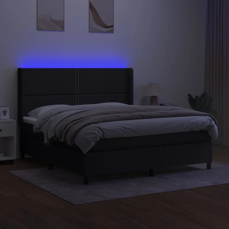 ΚΡΕΒΑΤΙ BOXSPRING ΜΕ ΣΤΡΩΜΑ & LED ΜΑΥΡΟ 180X200 ΕΚ. ΥΦΑΣΜΑΤΙΝΟ 3138255