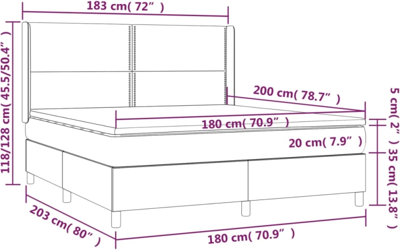 ΚΡΕΒΑΤΙ BOXSPRING ΜΕ ΣΤΡΩΜΑ & LED ΜΑΥΡΟ 180X200 ΕΚ. ΥΦΑΣΜΑΤΙΝΟ 3138255