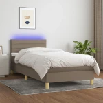 ΚΡΕΒΑΤΙ BOXSPRING ΜΕ ΣΤΡΩΜΑ & LED TAUPE 90X190 ΕΚ. ΥΦΑΣΜΑΤΙΝΟ 3133761