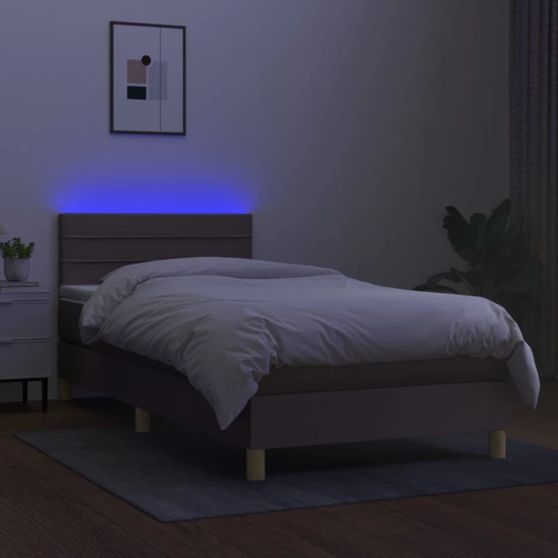 ΚΡΕΒΑΤΙ BOXSPRING ΜΕ ΣΤΡΩΜΑ & LED TAUPE 90X190 ΕΚ. ΥΦΑΣΜΑΤΙΝΟ 3133761