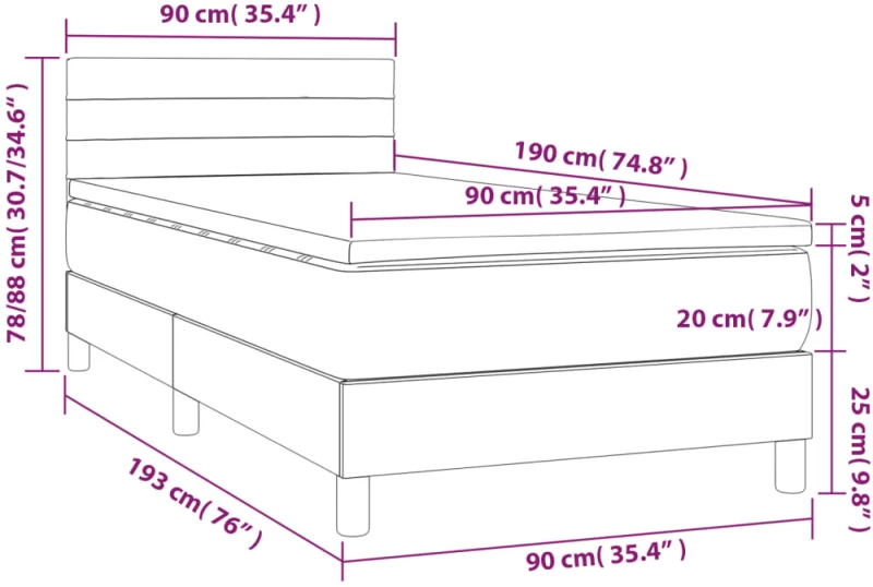 ΚΡΕΒΑΤΙ BOXSPRING ΜΕ ΣΤΡΩΜΑ & LED TAUPE 90X190 ΕΚ. ΥΦΑΣΜΑΤΙΝΟ 3133761