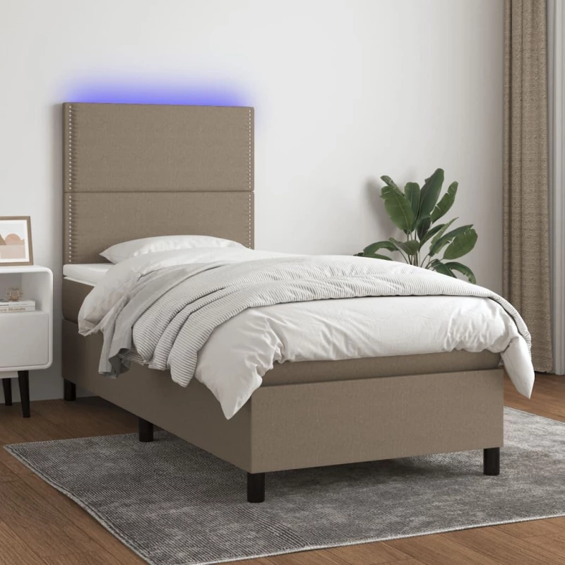 ΚΡΕΒΑΤΙ BOXSPRING ΜΕ ΣΤΡΩΜΑ & LED TAUPE 90X190 ΕΚ. ΥΦΑΣΜΑΤΙΝΟ 3134761