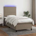 ΚΡΕΒΑΤΙ BOXSPRING ΜΕ ΣΤΡΩΜΑ & LED TAUPE 90X190 ΕΚ. ΥΦΑΣΜΑΤΙΝΟ 3134761
