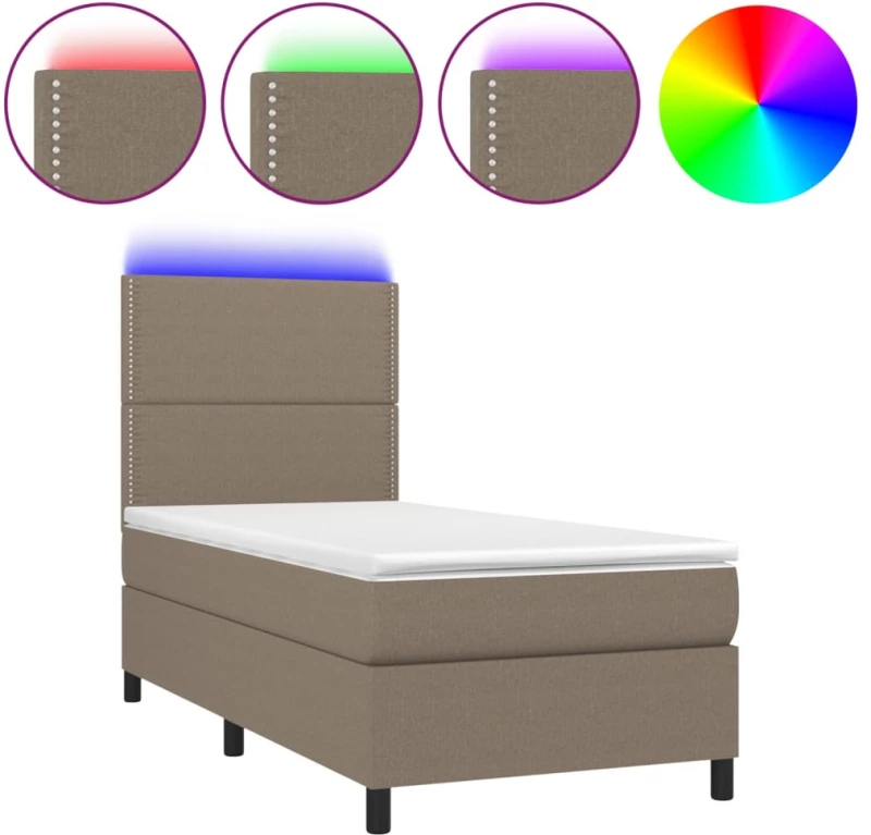 ΚΡΕΒΑΤΙ BOXSPRING ΜΕ ΣΤΡΩΜΑ & LED TAUPE 90X190 ΕΚ. ΥΦΑΣΜΑΤΙΝΟ 3134761