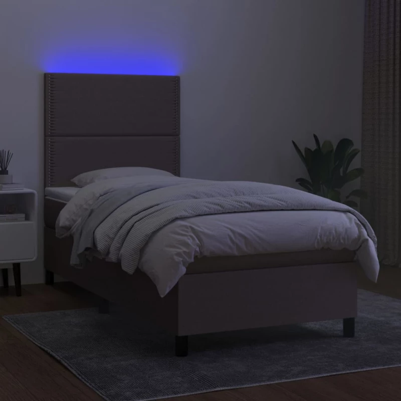 ΚΡΕΒΑΤΙ BOXSPRING ΜΕ ΣΤΡΩΜΑ & LED TAUPE 90X190 ΕΚ. ΥΦΑΣΜΑΤΙΝΟ 3134761