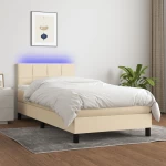 ΚΡΕΒΑΤΙ BOXSPRING ΜΕ ΣΤΡΩΜΑ & LED ΚΡΕΜ 80X200 ΕΚ. ΥΦΑΣΜΑΤΙΝΟ 3133114