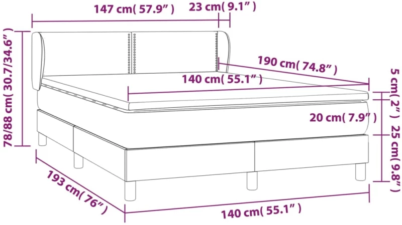 ΚΡΕΒΑΤΙ BOXSPRING ΜΕ ΣΤΡΩΜΑ ΑΝΟΙΧΤΟ ΓΚΡΙ 140X190 ΕΚ. ΥΦΑΣΜΑΤΙΝΟ 3126717