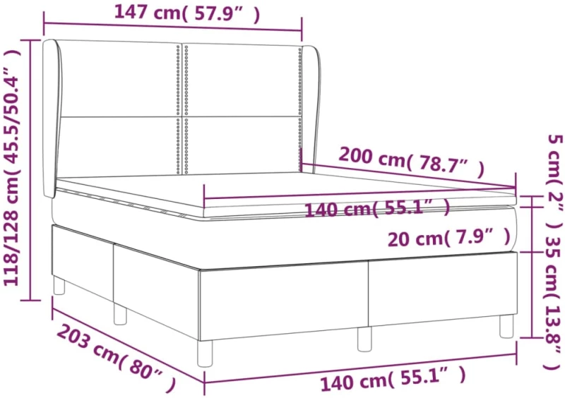 ΚΡΕΒΑΤΙ BOXSPRING ΜΕ ΣΤΡΩΜΑ ΑΝΟΙΧΤΟ ΓΚΡΙ 140X200 ΕΚ. ΥΦΑΣΜΑΤΙΝΟ 3127885