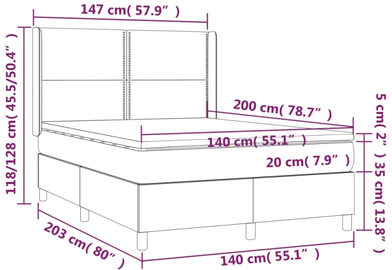 ΚΡΕΒΑΤΙ BOXSPRING ΜΕ ΣΤΡΩΜΑ ΜΑΥΡΟ 140X200 ΕΚ. ΥΦΑΣΜΑΤΙΝΟ 3131915