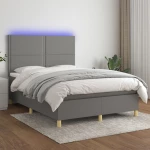 ΚΡΕΒΑΤΙ BOXSPRING ΜΕ ΣΤΡΩΜΑ & LED ΣΚ.ΓΚΡΙ 140X190ΕΚ. ΥΦΑΣΜΑΤΙΝΟ 3135350