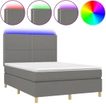 ΚΡΕΒΑΤΙ BOXSPRING ΜΕ ΣΤΡΩΜΑ & LED ΣΚ.ΓΚΡΙ 140X190ΕΚ. ΥΦΑΣΜΑΤΙΝΟ 3135350