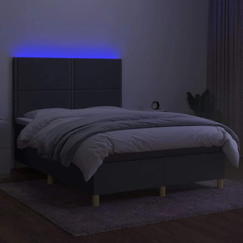 ΚΡΕΒΑΤΙ BOXSPRING ΜΕ ΣΤΡΩΜΑ & LED ΣΚ.ΓΚΡΙ 140X190ΕΚ. ΥΦΑΣΜΑΤΙΝΟ 3135350