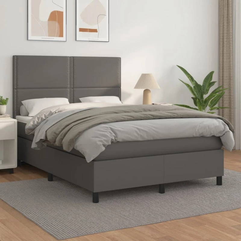 ΚΡΕΒΑΤΙ BOXSPRING ΜΕ ΣΤΡΩΜΑ ΓΚΡΙ 140X200ΕΚ. ΑΠΟ ΣΥΝΘΕΤΙΚΟ ΔΕΡΜΑ 3142789