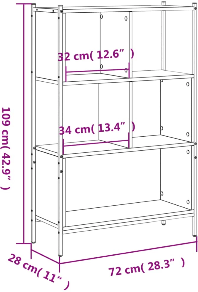 ΒΙΒΛΙΟΘΗΚΗ ΓΚΡΙ SONOMA 72X28X109 ΕΚ. ΑΠΟ ΕΠΕΞΕΡΓΑΣΜΕΝΟ ΞΥΛΟ 838886