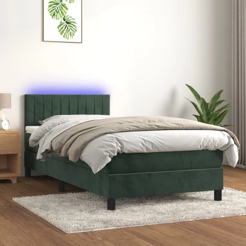ΚΡΕΒΑΤΙ BOXSPRING ΜΕ ΣΤΡΩΜΑ & LED ΣΚ. ΠΡΑΣΙΝΟ 90X190 ΕΚ ΒΕΛΟΥΔΟ 3134498