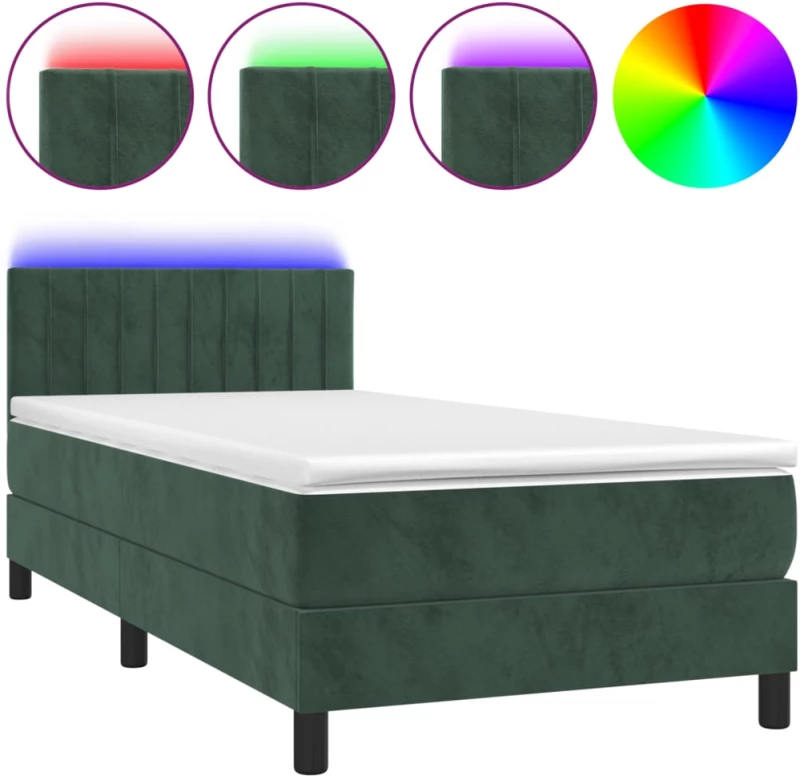 ΚΡΕΒΑΤΙ BOXSPRING ΜΕ ΣΤΡΩΜΑ & LED ΣΚ. ΠΡΑΣΙΝΟ 90X190 ΕΚ ΒΕΛΟΥΔΟ 3134498