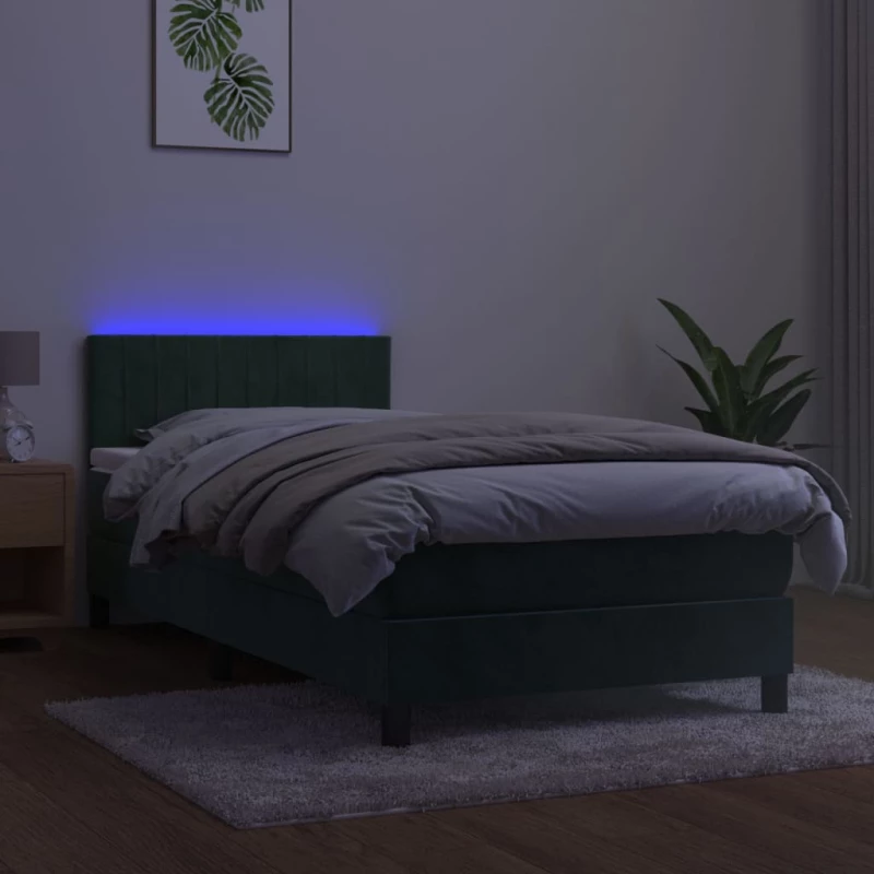 ΚΡΕΒΑΤΙ BOXSPRING ΜΕ ΣΤΡΩΜΑ & LED ΣΚ. ΠΡΑΣΙΝΟ 90X190 ΕΚ ΒΕΛΟΥΔΟ 3134498