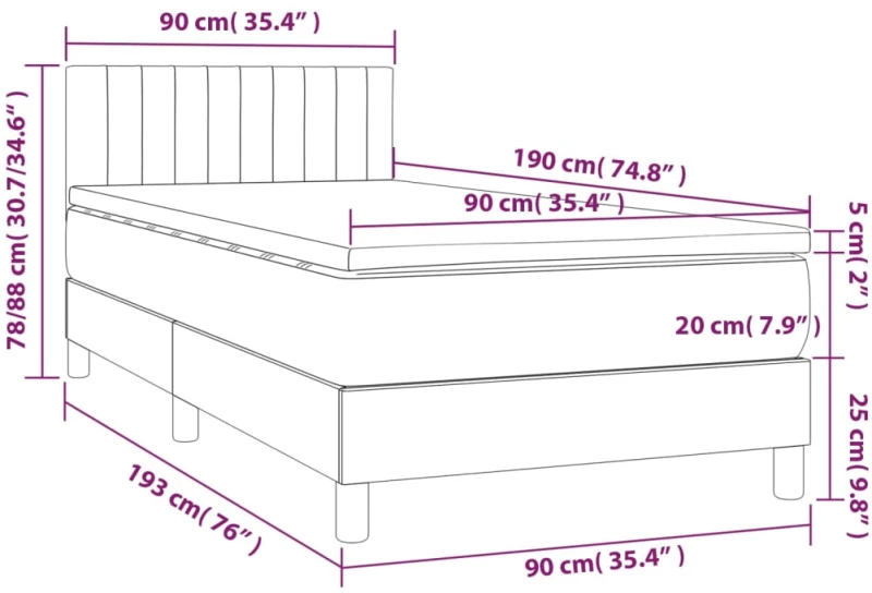 ΚΡΕΒΑΤΙ BOXSPRING ΜΕ ΣΤΡΩΜΑ & LED ΣΚ. ΠΡΑΣΙΝΟ 90X190 ΕΚ ΒΕΛΟΥΔΟ 3134498