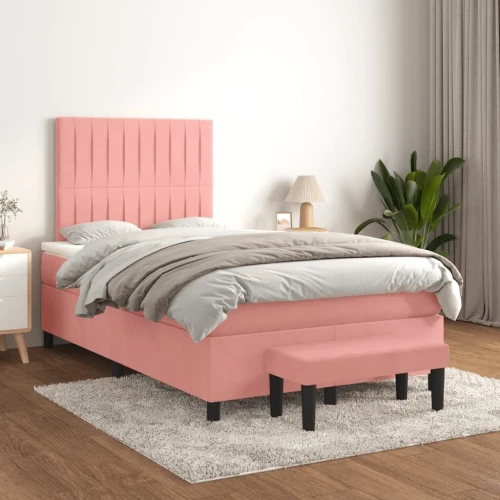 ΚΡΕΒΑΤΙ BOXSPRING ΜΕ ΣΤΡΩΜΑ ΡΟΖ 120X200 ΕΚ. ΒΕΛΟΥΔΙΝΟ 3137958