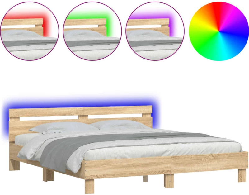 ΠΛΑΙΣΙΟ ΚΡΕΒΑΤΙΟΥ ΜΕ ΚΕΦΑΛΑΡΙ/LED SONOMA ΔΡΥΣ 160X200 ΕΚ. 3207534