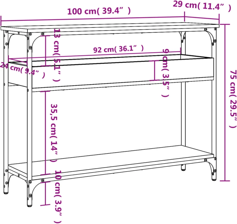 ΤΡΑΠΕΖΙ ΚΟΝΣΟΛΑ ΜΕ ΡΑΦΙ SONOMA ΔΡΥΣ 100X29X75 ΕΚ. ΕΠΕΞΕΡΓ. ΞΥΛΟ 837718