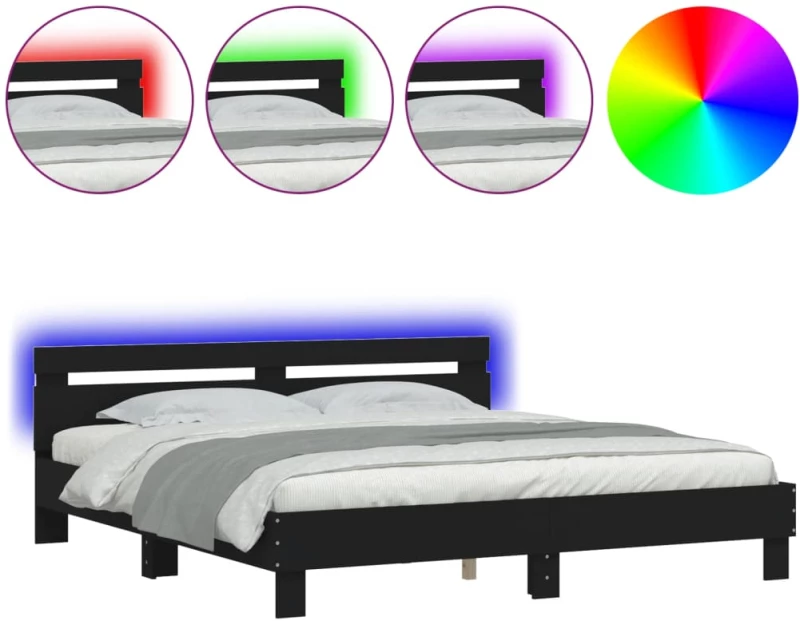 ΠΛΑΙΣΙΟ ΚΡΕΒΑΤΙΟΥ ΜΕ ΚΕΦΑΛΑΡΙ/LED ΜΑΥΡΟ 200 X 200 ΕΚ. 3207519