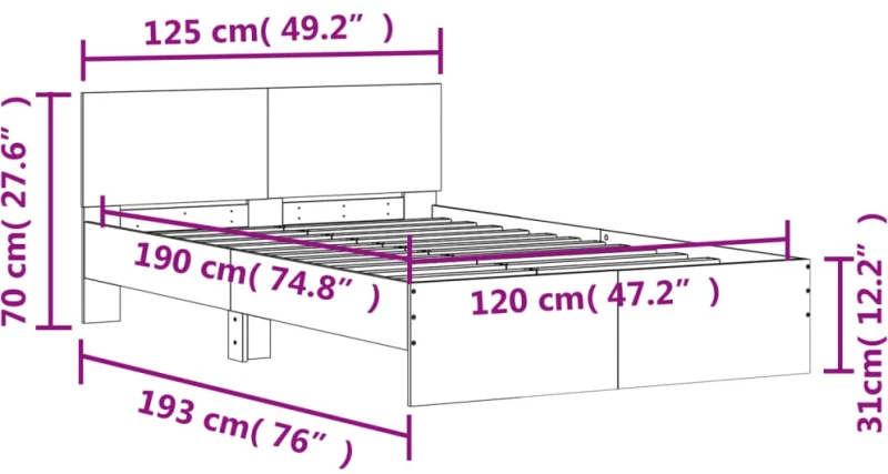 ΠΛΑΙΣΙΟ ΚΡΕΒΑΤΙΟΥ ΜΕ ΚΕΦΑΛΑΡΙ ΜΑΥΡΟ 120 X 190 ΕΚ 3207512