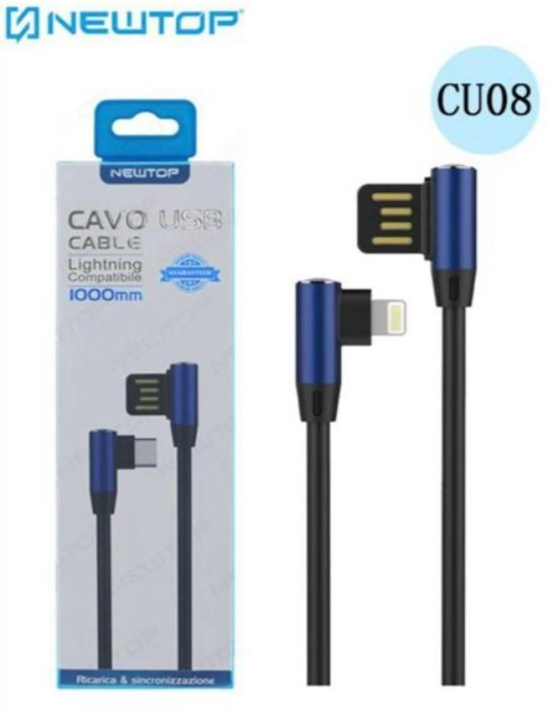 Newtop Angle (90°) / Regular USB to Lightning Cable Μπλε 1m (CU08)