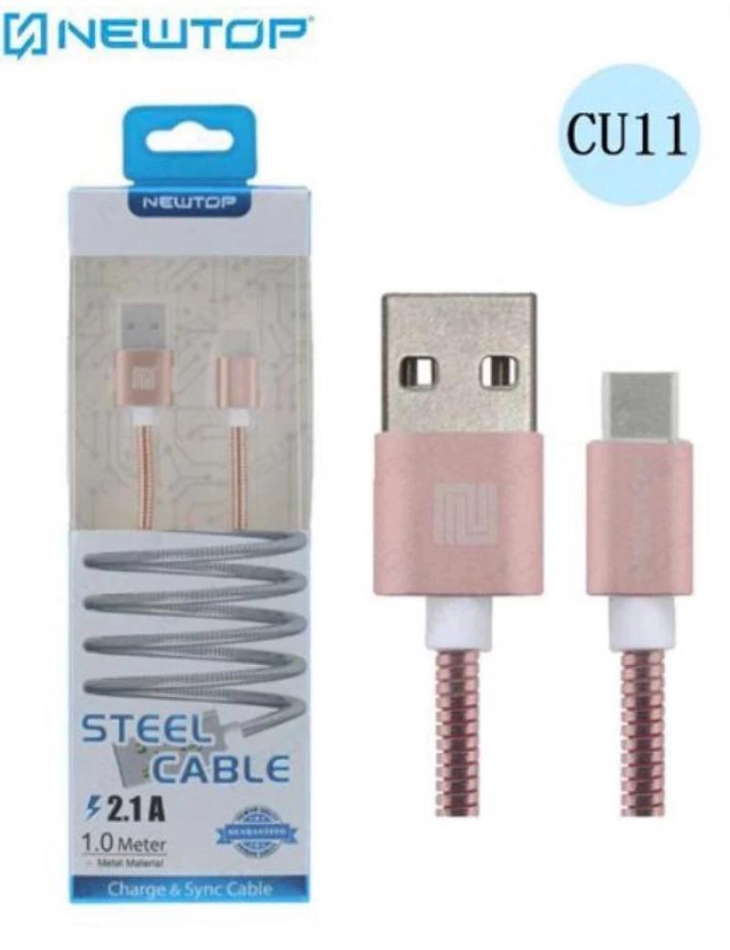 Newtop Steel USB 2.0 Cable USB-C male – USB-A male Ροζ 1m (CU11)