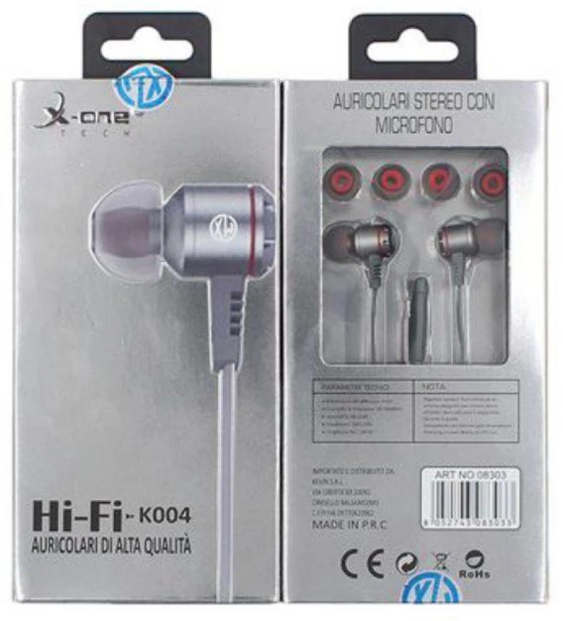 Ενσύρματα Ακουστικά In-Ear X-One K-004 Γκρι
