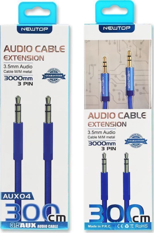 Newtop Cable 3.5mm male - 3.5mm male 3m (AUX04)