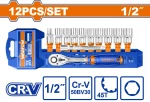 WADFOW Σετ Καστάνια με καρυδάκια 1/2" 12 τεμάχια (WST2212)