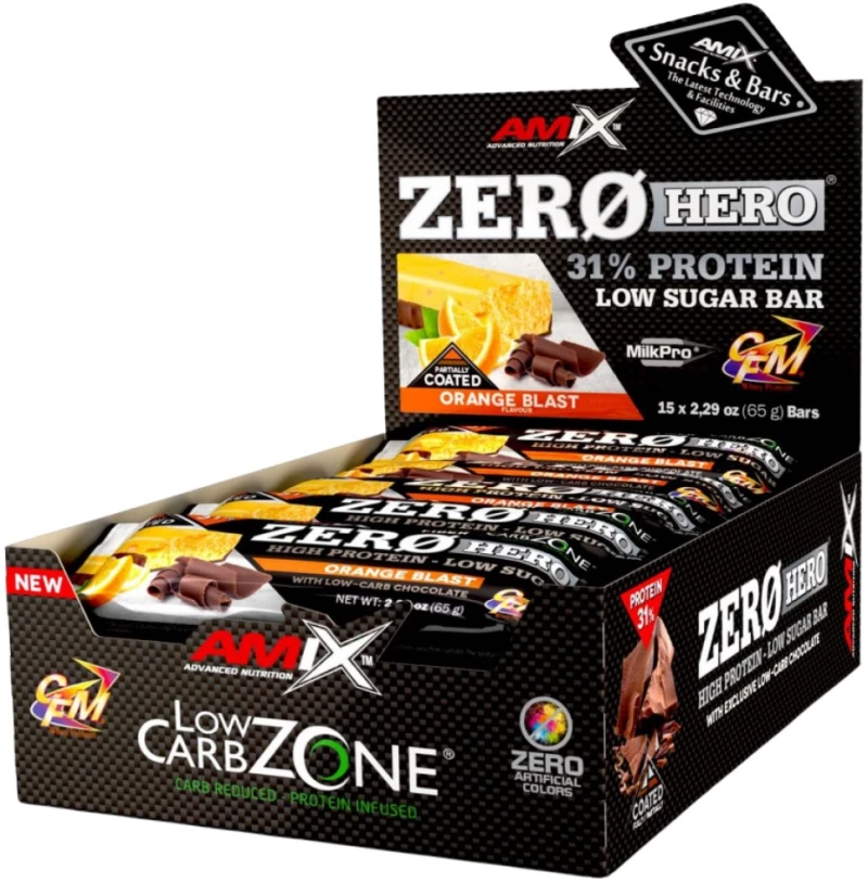 AMIX Nutrition ZeroHero Protein Bar [15 x 65 Γραμμάρια] Πορτοκάλι