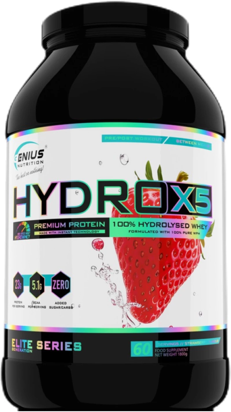 Genius Nutrition Hydro X5 | 100% Hydrolyzed Whey [1800 Γραμμάρια] Φράουλα