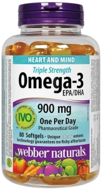 Webber Naturals Omega-3 Triple Strenght 900 mg [80 Softgels]