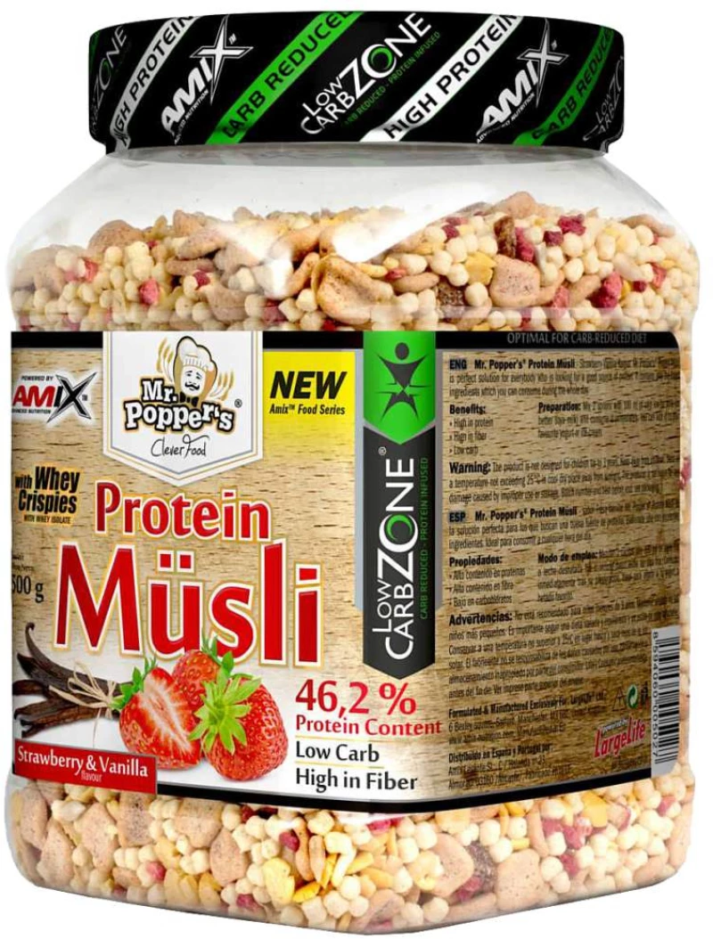 AMIX Nutrition Mr. Popper´s Protein Musli [500 Γραμμάρια] Βανίλια - βατόμουρο