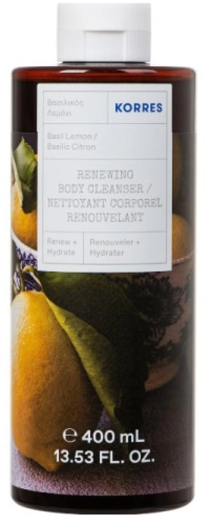Korres Renewing Body Cleanser Αφρόλουτρο Βασιλικός Λεμόνι 400ml