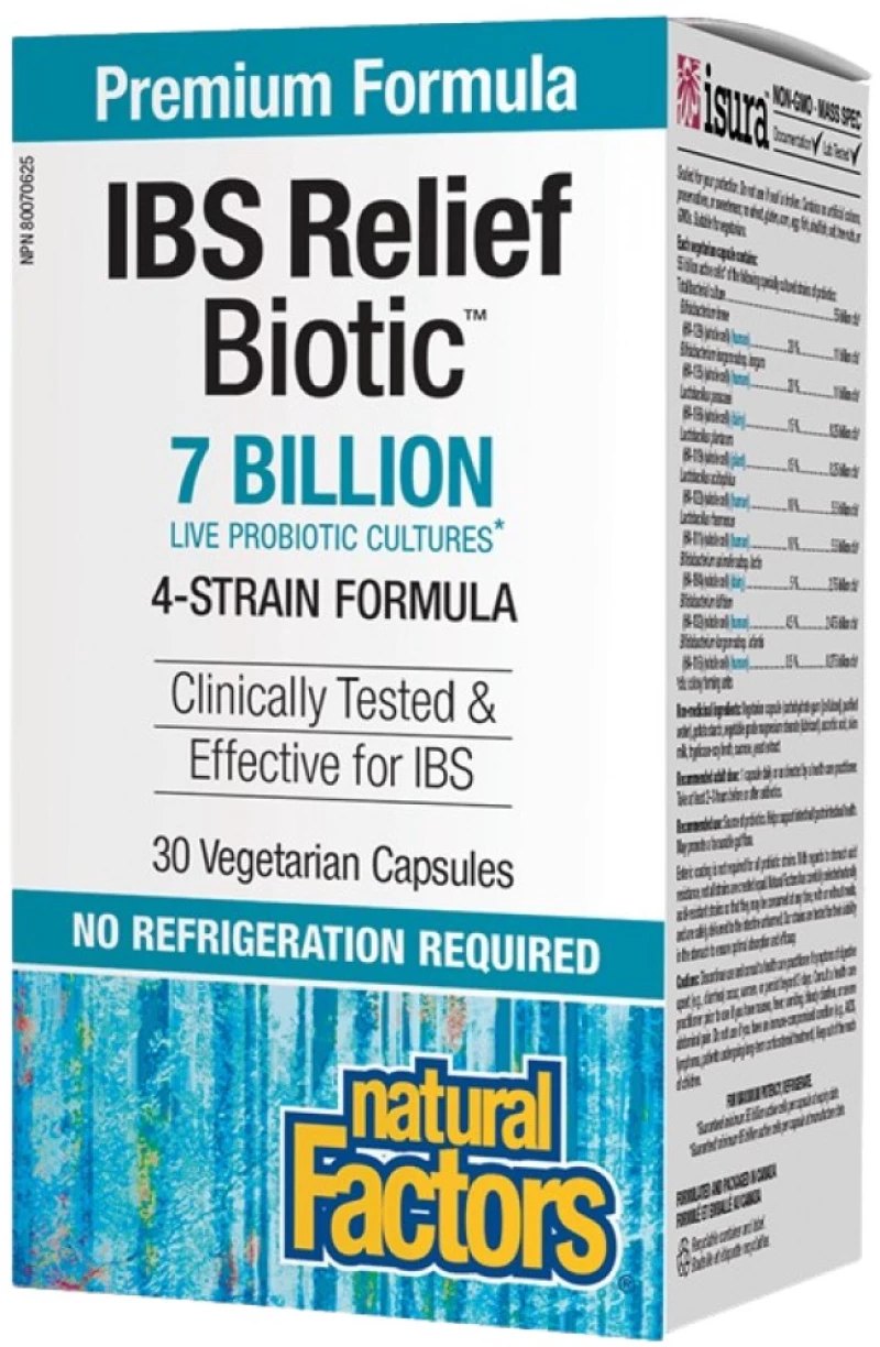 Natural Factors IBS Relief Biotic™ | 7 Billion Live Cultures, 4 Strains [30 Κάψουλες]
