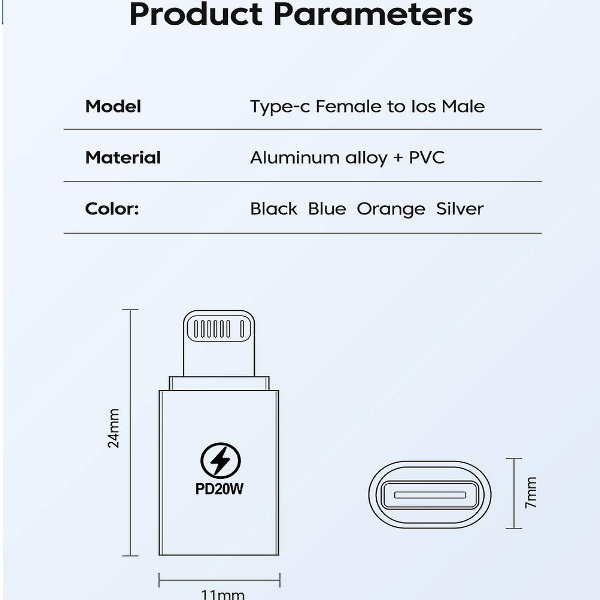 Προσαρμογέας Μετατροπέας Lightning 8 Pin σε USB Type C Θηλυκό PD20W/120W (Ασημί) (OEM)