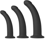 3 Pcs Black Color Silicone Curved Dildo Set for Strap On
