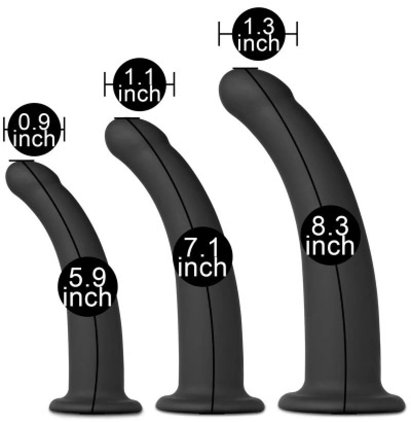 TOYBOY Curved Dildo Set for Strap On BLACK