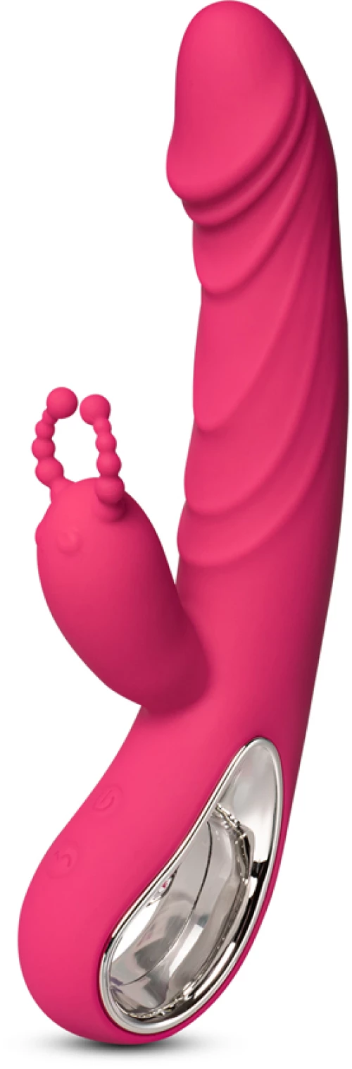 12-Speed Red Color Silicone Rabbit Vibrator with Wiggling Functi
